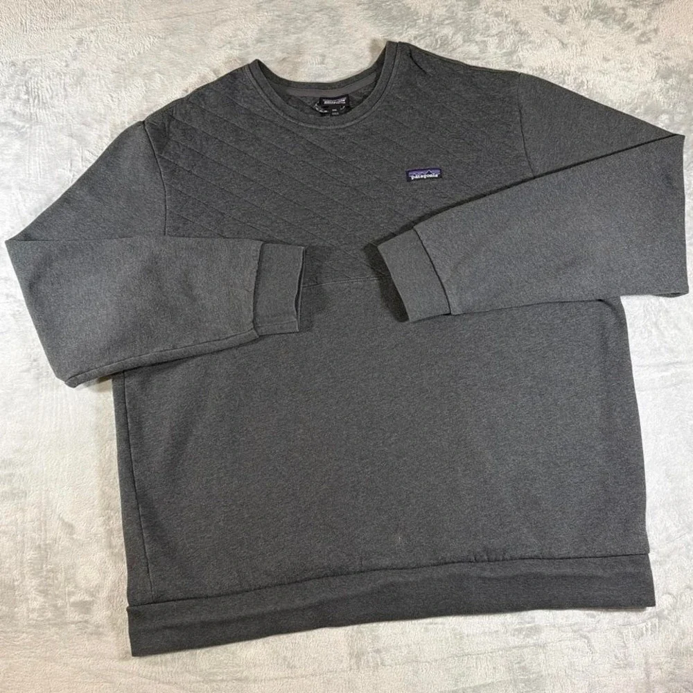 Patagonia Organic‎ Cotton Quilted Crewneck Sweatshirt | Charcoal Gray | XXL
